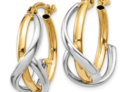 14k Two-tone Polished Twisted Hoop Earrings, 20 x 5mm