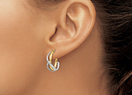 14k Two-tone Polished Twisted Hoop Earrings, 20 x 5mm