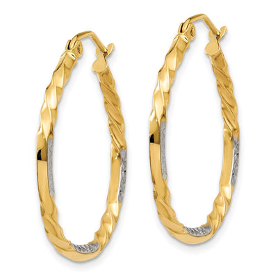 14K & Rhodium Diamond-cut Twisted Hoop Earrings, 27 x 24.5mm