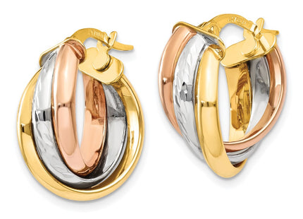 14k Tri-Color Earrings Style TF712 - Classique Jewelry Inc.