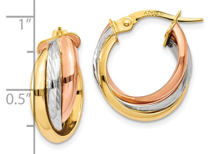 14k Tri-Color Earrings Style TF712 - Classique Jewelry Inc.