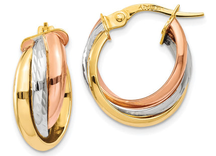 14k Tri-Color Earrings Style TF712 - Classique Jewelry Inc.