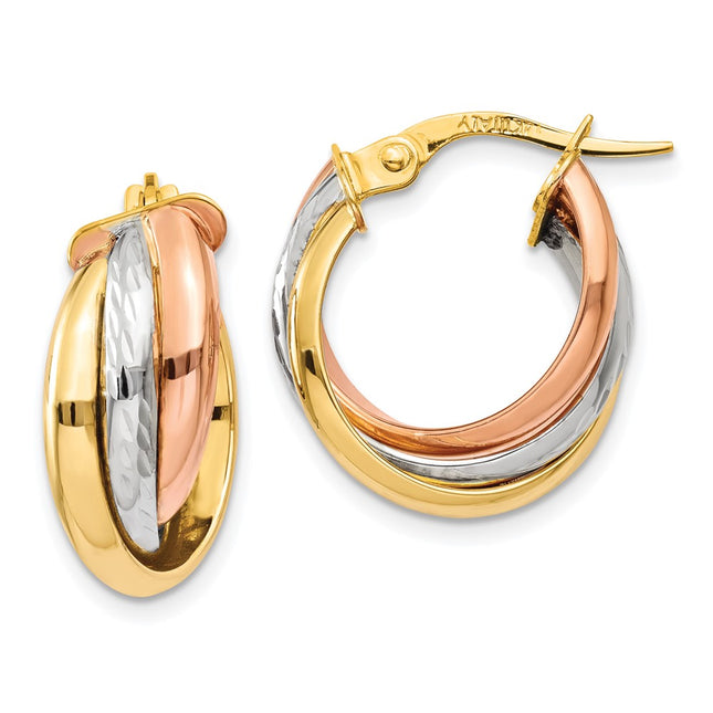 14k Tri-Color Earrings Style TF712 - Classique Jewelry Inc.