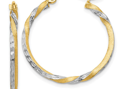 14k Yellow & Rhodium Earrings Style TF744 - Classique Jewelry Inc.