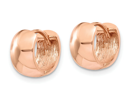 14k Rose Gold Round Hinged Hoop Earrings, 9.75 x 5mm