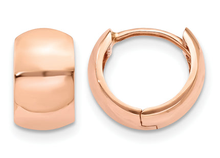 14k Rose Gold Round Hinged Hoop Earrings, 9.75 x 5mm