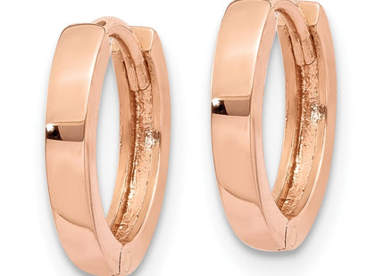 14K rose gold hoop earrings, alternate view