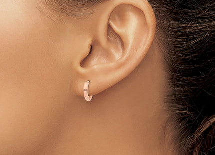 14K rose gold hoop earrings, another view