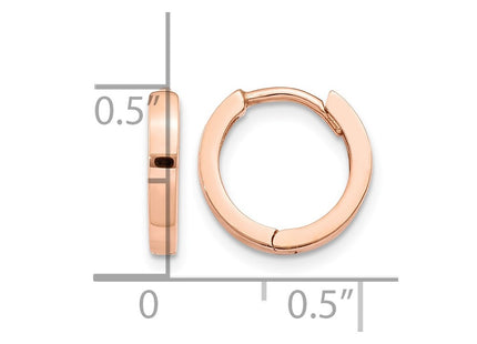 14K rose gold hoop earrings, further view