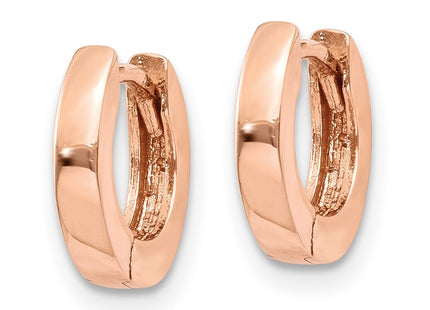 14K rose gold hoop earrings, alternate view