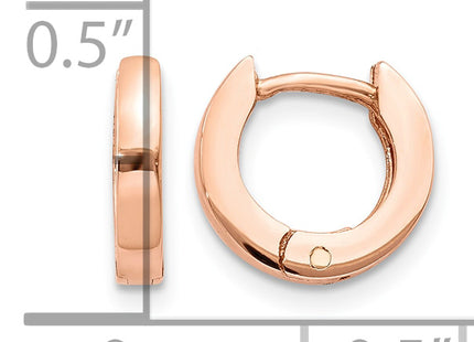 14k Rose Gold Round Hinged Hoop Earrings, 9.5 x 2mm