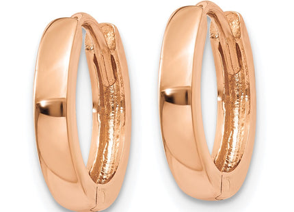 14K rose gold hoop earrings, alternate view