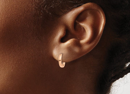 14K rose gold hoop earrings, another view