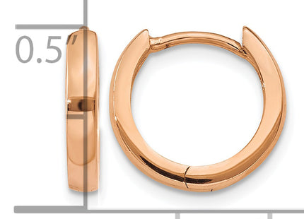 14k Rose Gold Round Hinged Hoop Earrings, 10.5 x 2.25mm
