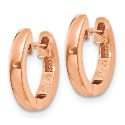 14K Rose Gold Hinged Hoop Earrings, 12.5 x 2mm