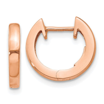 14K Rose Gold Hinged Hoop Earrings, 12.5 x 2mm