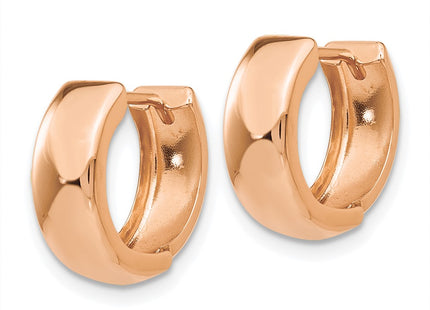 14K rose gold hoop earrings, alternate view