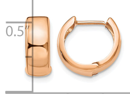 14K Rose Gold Hinged Hoop Earrings, 12 x 4.5mm