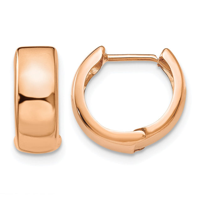 14K Rose Gold Hinged Hoop Earrings, 12 x 4.5mm