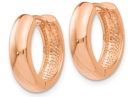 14K rose gold hoop earrings, alternate view