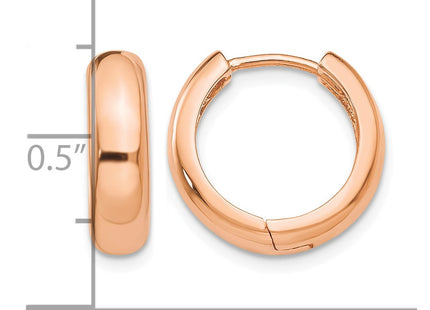 14K rose gold hoop earrings, further view
