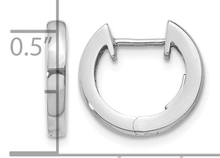 14K White Gold Hinged Hoop Earrings, 12.5 x 2mm