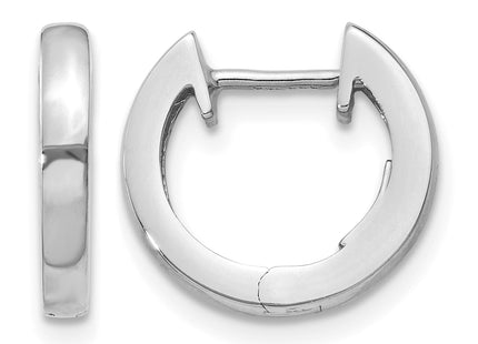 14K White Gold Hinged Hoop Earrings, 12.5 x 2mm