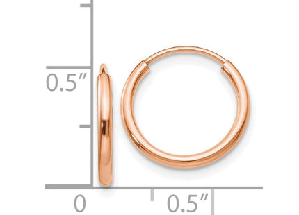 14k Rose Gold Polished Endless Tube Hoop Earrings (Style TF781)