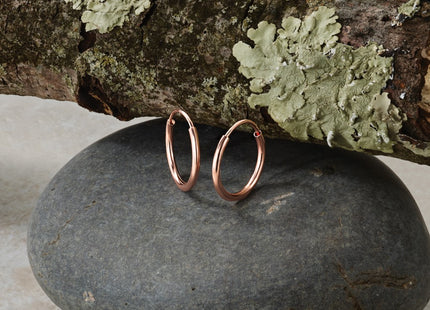 14K Rose Gold Polished Endless Tube Hoop Earrings, 14 x 1.5mm