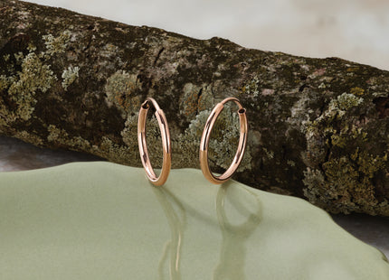 14k Rose Gold Polished Endless Tube Hoop Earrings, 16 x 1.5mm