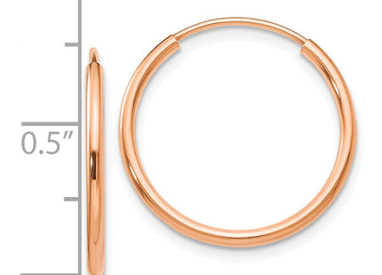 14k Rose Gold Polished Endless Tube Hoop Earrings (Style TF783)