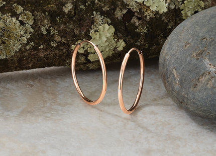 14k Rose Gold Polished Endless Tube Hoop Earrings, 20 x 1.5mm