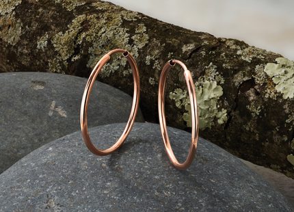 14k Rose Gold Polished Endless Tube Hoop Earrings, 25 x 1.5mm