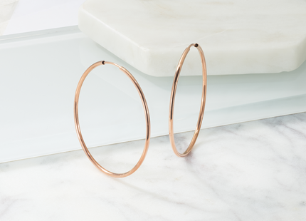 14k Rose Gold Polished Endless Tube Hoop Earrings, 40 x 1.5mm