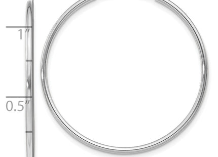 14k White Gold Polished Endless Tube Hoop Earrings (Style TF788)