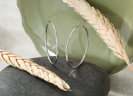 14k White Gold Polished Endless Tube Hoop Earrings, 30 x 1.25mm