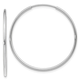 14k White Gold Polished Endless Tube Hoop Earrings (Style TF788)