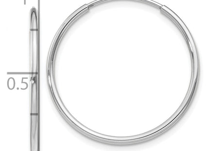 14k White Gold Polished Endless Tube Hoop Earrings (Style TF789)