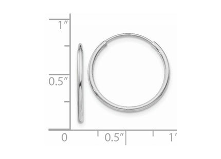 14k White Gold Polished Endless Tube Hoop Earrings (Style TF790)