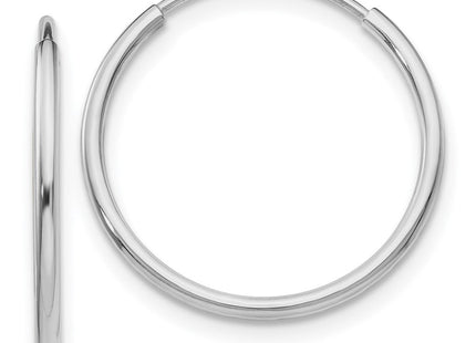 14k White Gold Polished Endless Tube Hoop Earrings (Style TF790)