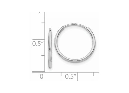 14k White Gold Polished Endless Tube Hoop Earrings (Style TF791)
