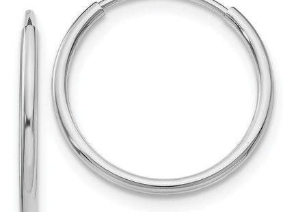 14k White Gold Polished Endless Tube Hoop Earrings (Style TF791)