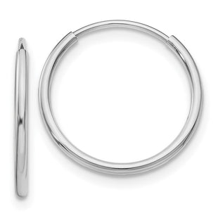 14k White Gold Polished Endless Tube Hoop Earrings (Style TF791)