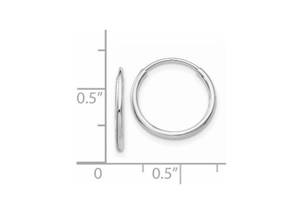 14k White Gold Polished Endless Tube Hoop Earrings (Style TF792)