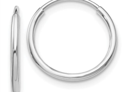 14k White Gold Polished Endless Tube Hoop Earrings (Style TF792)