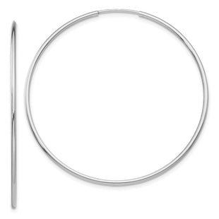 14k White Gold Polished Endless Tube Hoop Earrings (Style TF793)