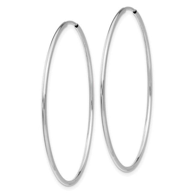 14k White Gold Polished Endless Tube Hoop Earrings, 40 x 1.25mm