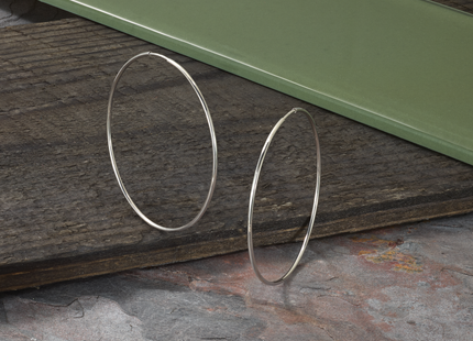 14k White Gold Polished Endless Tube Hoop Earrings, 40 x 1.25mm