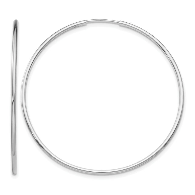 14k White Gold Polished Endless Tube Hoop Earrings, 40 x 1.25mm