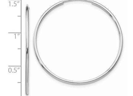 14k White Gold Polished Endless Tube Hoop Earrings (Style TF795)
